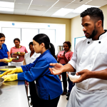 **

"A dynamic food safety trainer engaging a diverse group of food workers in a hands-on training session, demonstrating proper handwashing techniques in a professional kitchen setting. The atmosphere is interactive and encouraging."

**