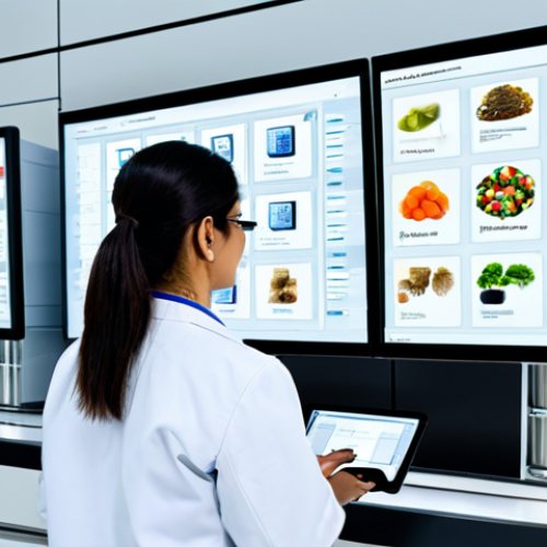 **Prompt 1: The Future of Food Quality Assurance with AI and Blockchain**
    A professional food quality expert, a Middle Eastern woman, is shown in a clean, state-of-the-art food safety laboratory. She is wearing a modest, professional lab coat, observing large transparent digital screens displaying complex, dynamic data visualizations. These screens illustrate a secure blockchain traceability system for food products, with real-time AI-powered analysis highlighting quality control points and safe supply chains. The laboratory environment features sleek, modern equipment, bright, sterile lighting, and clean stainless steel surfaces, emphasizing precision and innovation. Her pose is natural and focused, with well-formed hands gesturing towards the data. Perfect anatomy, correct proportions, natural body proportions, proper finger count, fully clothed, modest clothing, appropriate attire, professional dress, safe for work, appropriate content, family-friendly, high quality professional photography, ultra-realistic, detailed, bright lighting.