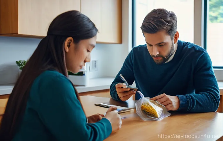 식품안전 사고 대응 매뉴얼 - **Prompt:** A warm, brightly lit modern Arab kitchen where a mother and her teenage daughter, both m...